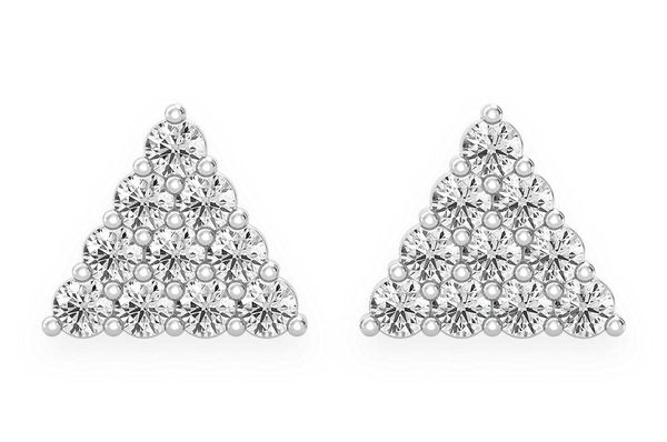 Triangle Stacked Stud Diamond Earrings 14k Solid Gold 0.15ctw