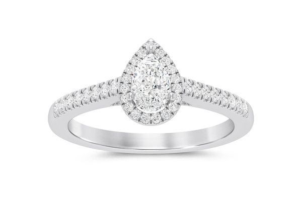 .60ctw - Pear Halo - Diamond Engagement Ring - All Natural