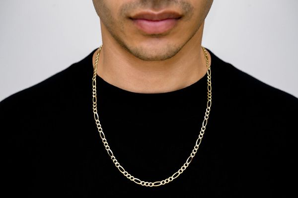 4.5MM Figaro Link 14k Solid Gold Chain