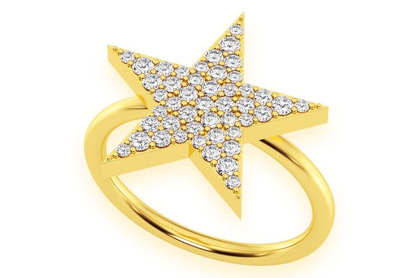 5 Point Star Ring 14k Solid Gold 0.35ctw 