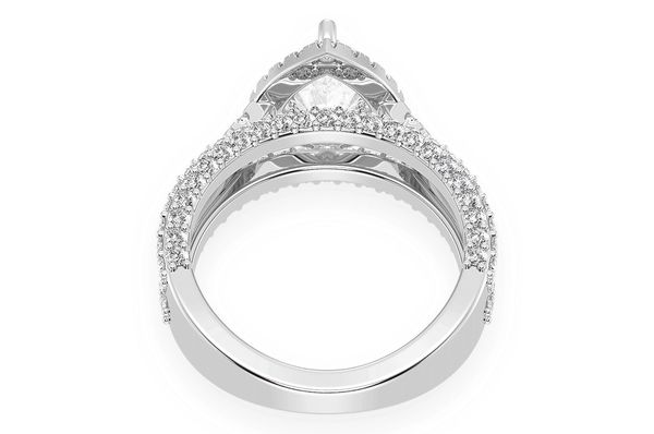 2.00ct Pear Solitaire - Three Row - Diamond Engagement Ring - All Natural