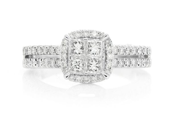 Quad Halo Split Deluxe - Diamond Engagement Ring - All Natural