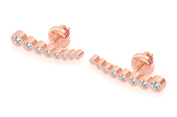 Bezel Line Diamond Earrings 14k Solid Gold 0.33ctw