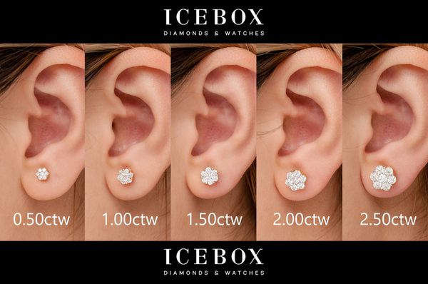 0.50ctw Flower Stud Diamond Earrings 14k Solid Gold