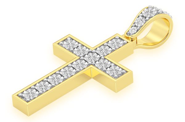 Miracle Set Cross Diamond Pendant 14k Solid Gold 0.25ctw