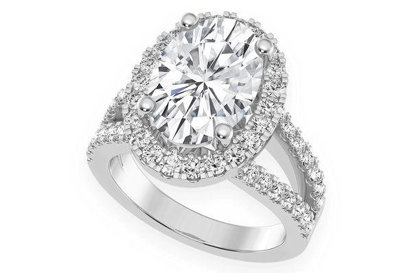 3.00ct Oval Solitaire - Two Row Split - Diamond Engagement Ring - All Natural Vs Diamonds