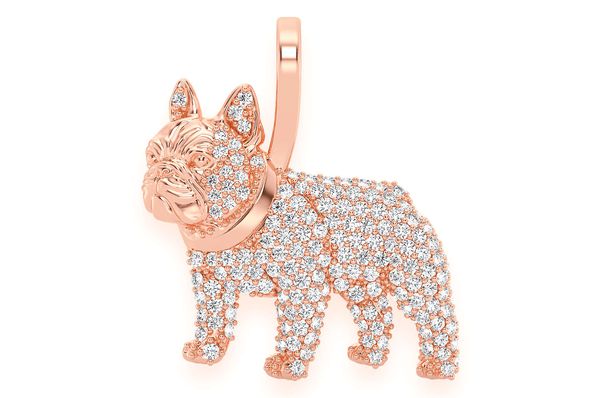 French Bulldog Diamond Pendant 14k Solid Gold 0.66ctw