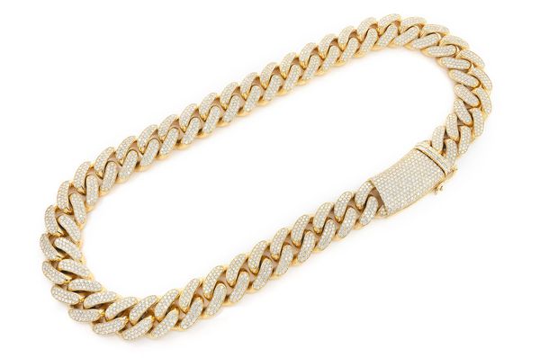 22MM Miami Cuban Link Diamond Necklace 14k Solid Gold 59.65ctw