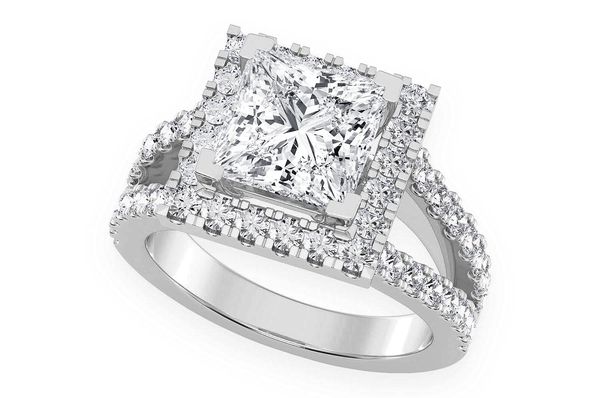 Sphinx - 2.00ct Princess Cut Solitaire - Split Shank Halo - Diamond Engagement Ring - All Natural