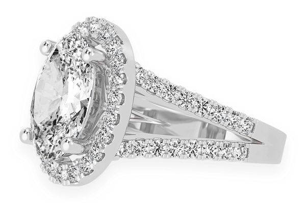 3.00ct Oval Solitaire - Two Row Split - Diamond Engagement Ring - All Natural Vs Diamonds