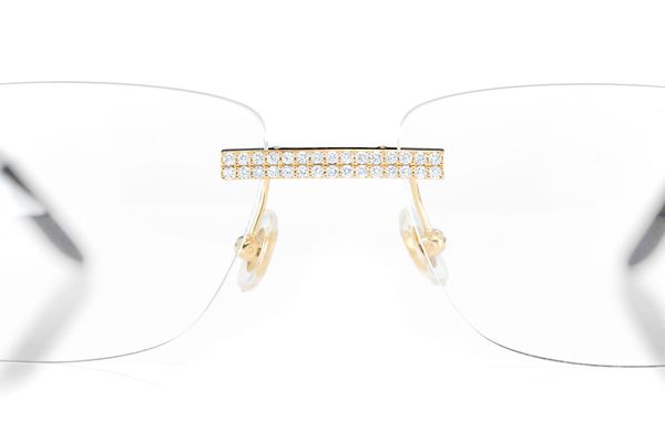 Cartier Glasses Iced Out Diamonds Rimless - 2.00ctw - Yellow Gold