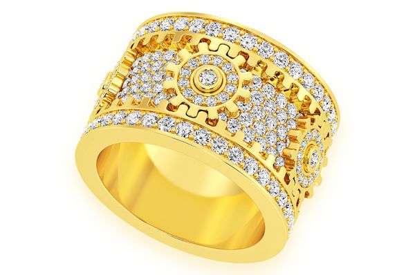 Super Fidget Gear Diamond Ring 14k Solid Gold 5.50ctw