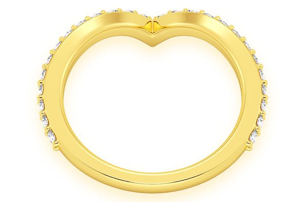 Single Row V Diamond Ring 14k Solid Gold 0.40ctw