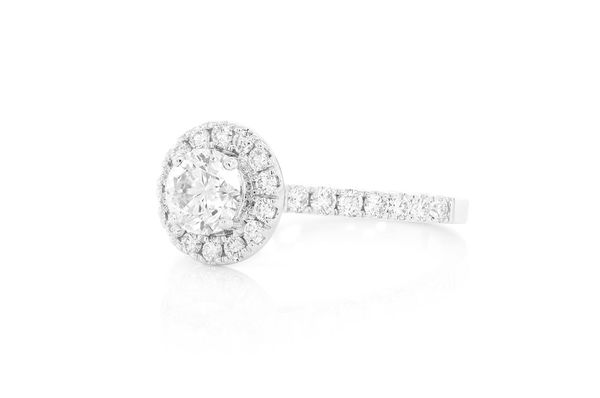 0.75ct Solitaire Round - Halo - Diamond Engagement Ring - All Natural