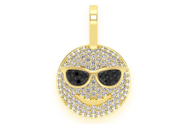 Sunglasses Emoji Diamond Pendant 14k Solid Gold 0.64ctw