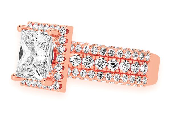 Tripp - 3.00ct Princess Solitaire - Three Row - Diamond Engagement Ring - All Natural Vs Diamonds