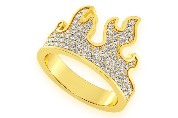 Fire Flame Diamond Ring 14k Solid Gold 1.00ctw