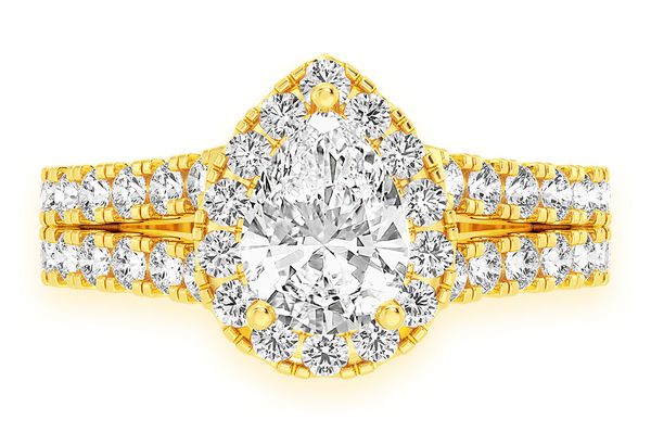 Sphinx - 1.00ct Pear Solitaire - Two Row Split Scallop - Diamond Engagement Ring - All Natural