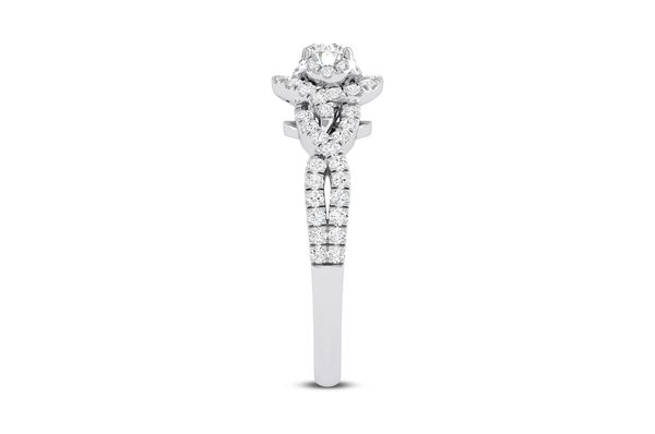 Round Double Halo Twisted Shank - Diamond Engagement Ring - All Natural