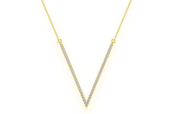 V Shape Diamond Necklace Connected 14k Solid Gold 0.33ctw