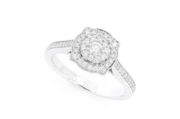 .50ctw Single Band Square And Round - Diamond Engagement Ring - All Natural