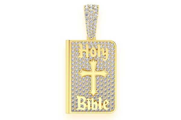 Bible Book Diamond Pendant 14k Solid Gold 1.50ctw