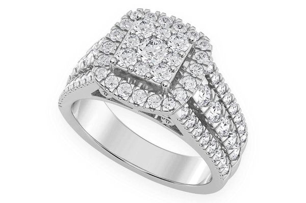 1.25ctw Three Row Comp Halo - Diamond Engagement Ring - All Natural