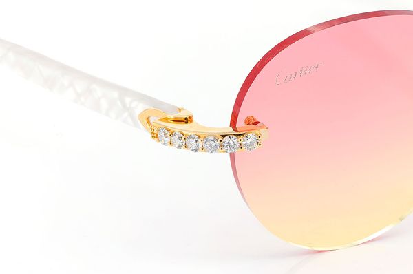 Cartier Glasses Iced Out Diamonds Rimless - Pink Yellow Fade Lens - 3.00ctw