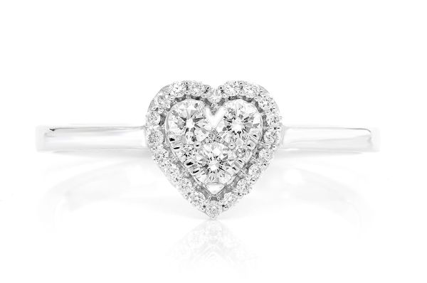 Mosaic Heart Diamond Ring 14k Solid Gold 0.25ctw