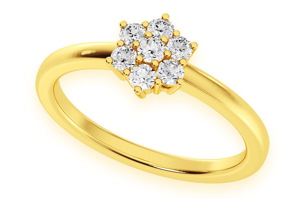 Flower Diamond Ring 14k Solid Gold 0.25ctw 