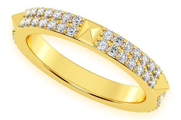 Two Row Spike Diamond Ring 14k Solid Gold 0.50ctw