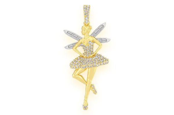 Ballerina Wings Diamond Pendant 14k Solid Gold .65ctw