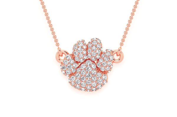 Dog Paw Diamond Necklace Connected 14k Solid Gold 0.35ctw