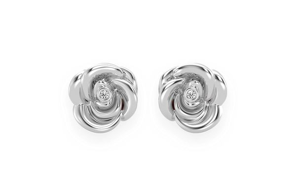 Icebox - Rose Flower Diamond Stud Earrings 14k Solid Gold 0.02ctw