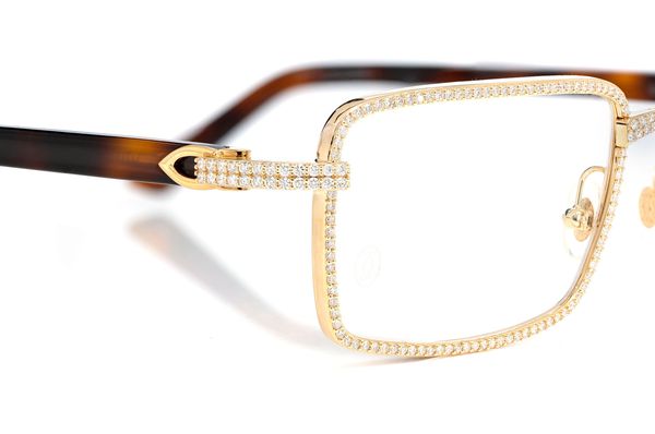Icebox - Cartier Glasses Iced Out Diamond Rims - 3.75ctw - Yellow Gold