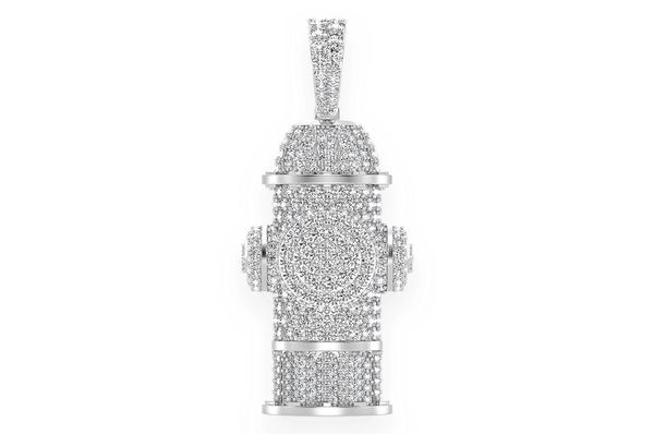 Fire Hydrant Water Diamond Pendant 14k Solid Gold 2.00ctw