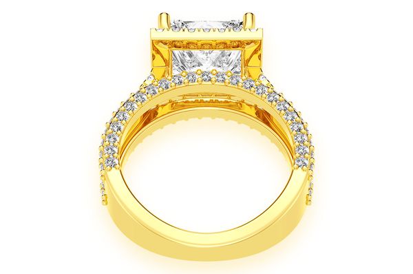 Tripp - 3.00ct Princess Solitaire - Three Row - Diamond Engagement Ring - All Natural Vs Diamonds