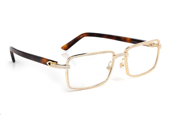 Cartier Glasses Iced Out Diamond Rims - 3.75ctw - Yellow Gold