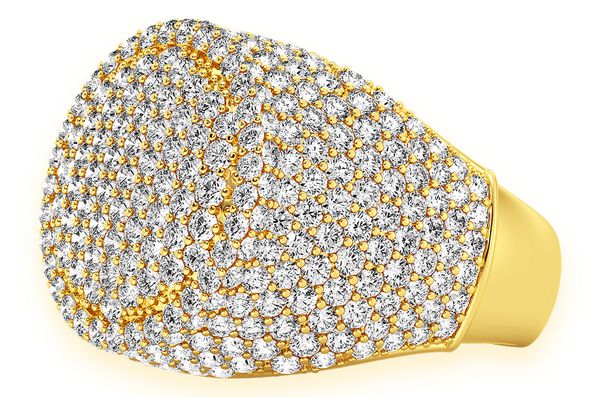 Round Signet Diamond Ring 14k Solid Gold 4.85ctw