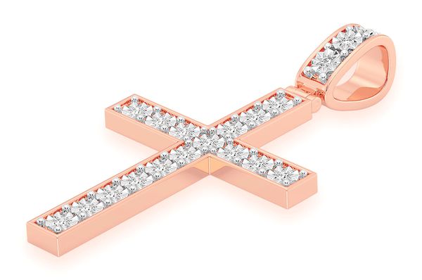 Miracle Set Cross Diamond Pendant 14k Solid Gold 0.75ctw