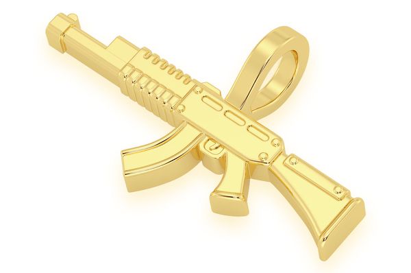 Ak47 Gun Pendant 14k Solid Gold