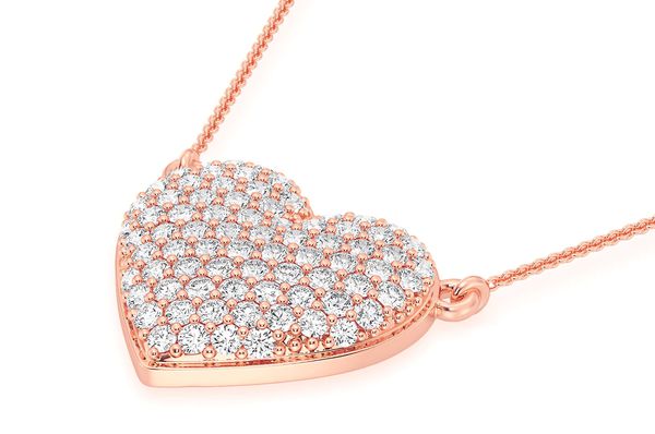 Bubbly Heart Diamond Necklace Connected 14k Solid Gold 0.60ctw