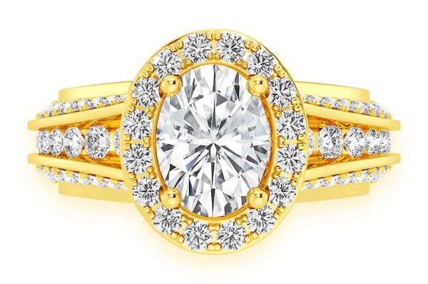 Monst - 1.00ct Oval Solitaire - Three Row Graduated Split Halo - Diamond Engagement Ring - All Natural Vs Diamonds