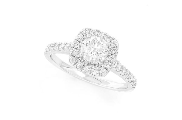 0.75ct - Round Solitaire - Cushion Halo - Diamond Engagement Ring - All Natural