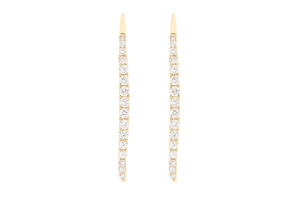 Slip Dangling Hoop Diamond Earrings 14k Solid Gold 0.30ctw