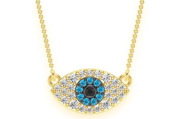 Evil Eye Diamond Necklace Connected 14k Solid Gold 0.25ctw