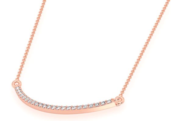  Curved Bar Diamond Necklace Connected 14k Solid Gold 0.20ctw
