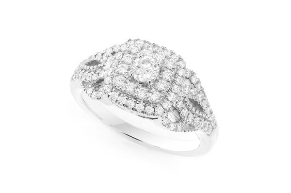 0.75ctw - Cushion Double Halo Fancy Shank - Diamond Engagement Ring - All Natural