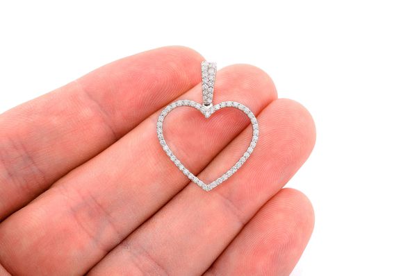 Heart Picture Diamond Pendant 14k Solid Gold 0.40ctw