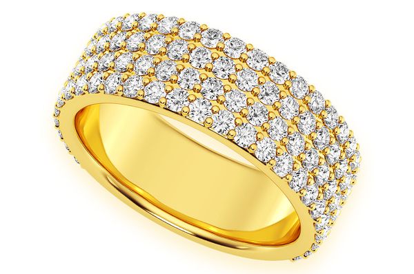  Four Row Round Diamond Band 14k Solid Gold 1.50ctw